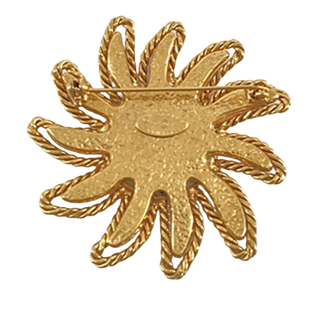 Chanel CC Gold Plated Sun Motif Brooch Gold Metal Very good - Inside View