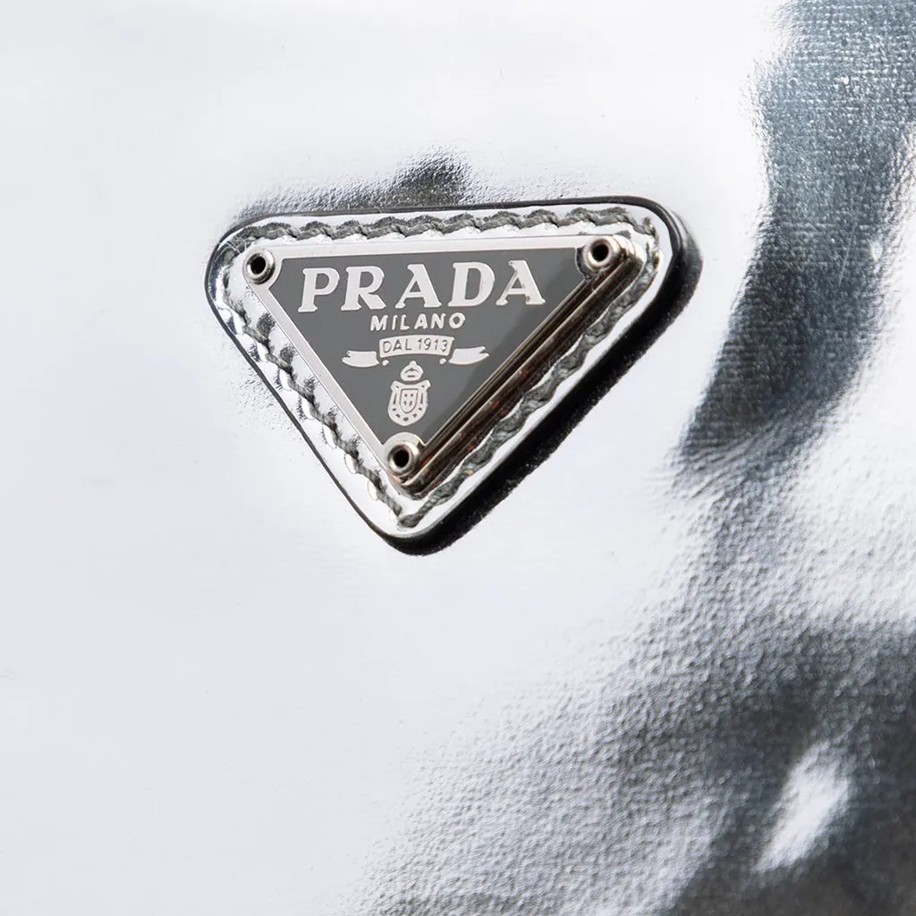 Prada Spazzolato Leather Cleo Shoulder Bag Silver Leather Very good - Box View