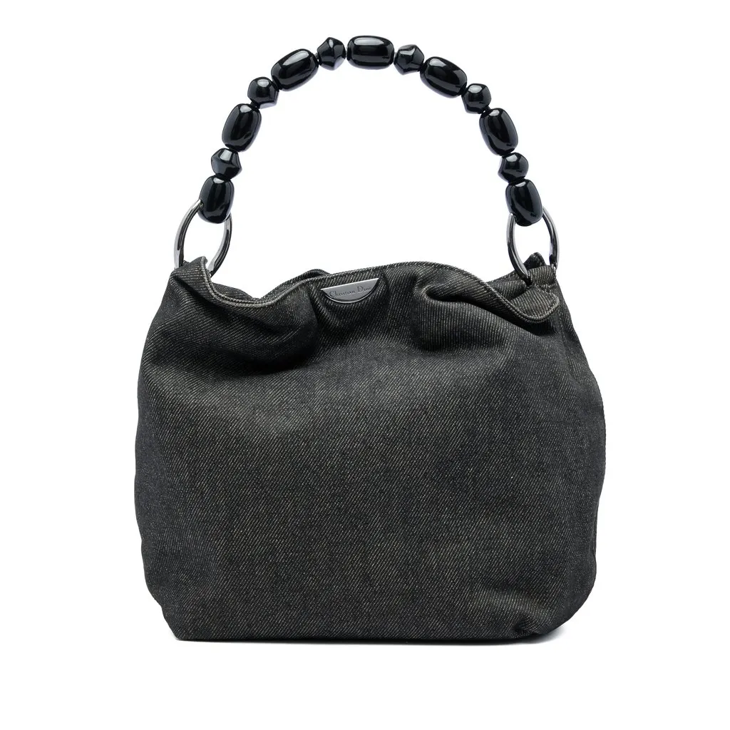 Dior Denim Malice Handbag Black Denim Good - Front View