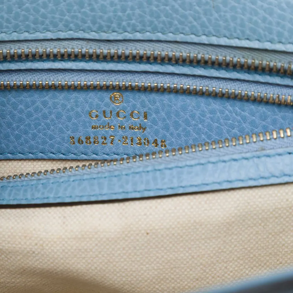 Gucci Mini Leather Swing Satchel Blue Leather Good - Box View