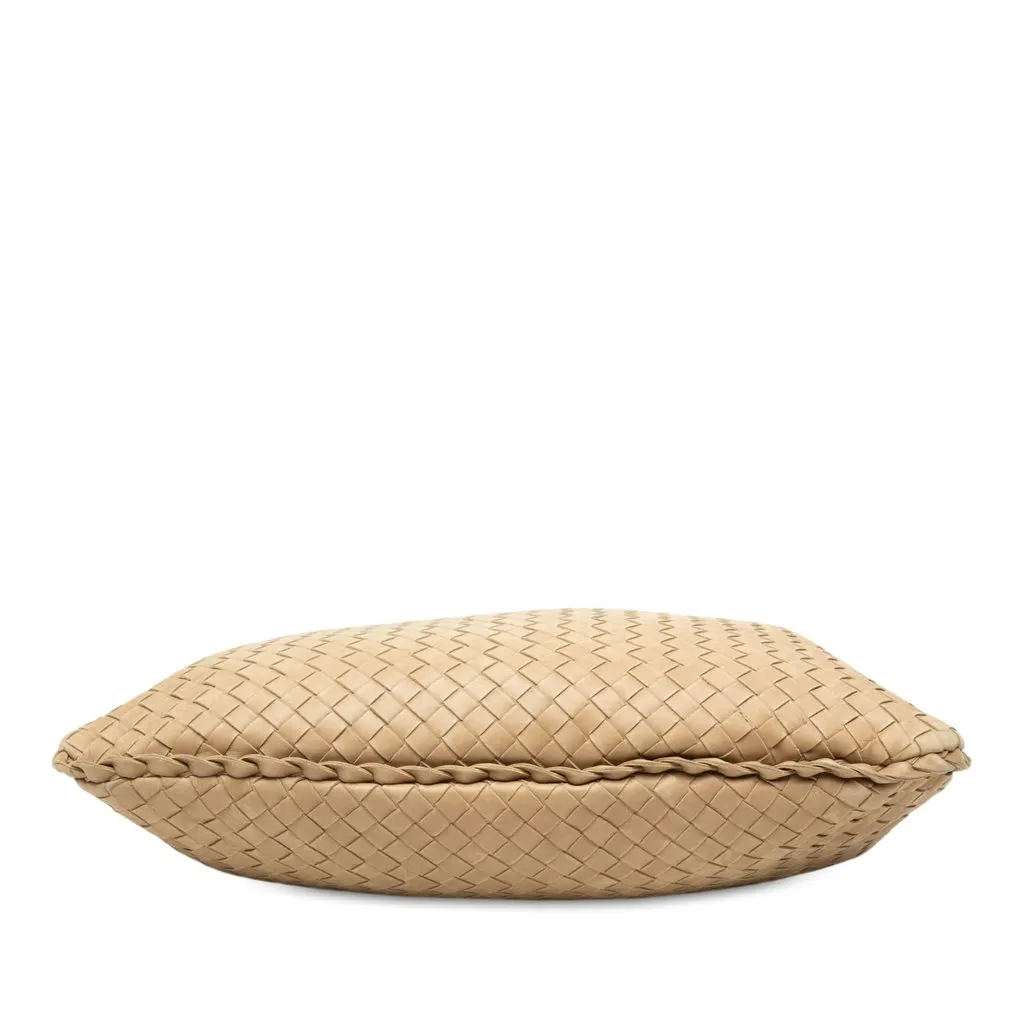 Bottega Veneta Small Nappa Intrecciato Veneta Hobo Beige Leather Good - Inside View