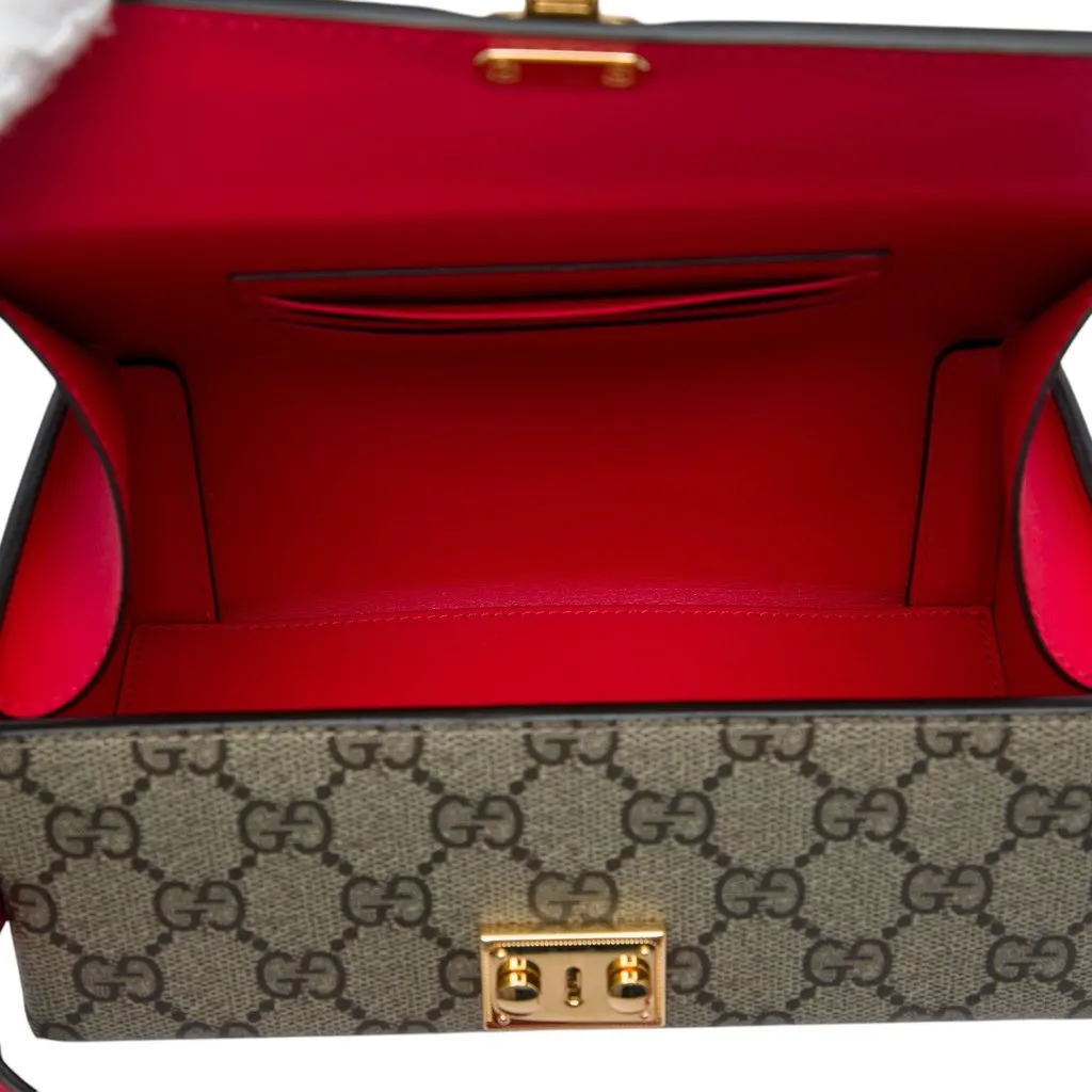 Gucci Mini GG Supreme Love Trunk Crossbody Beige Canvas Very good - Model View