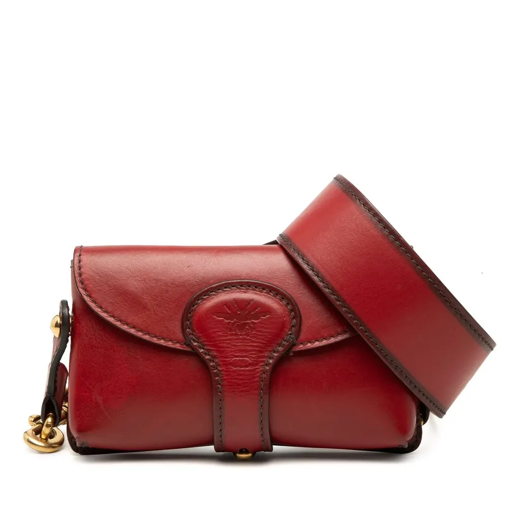 Dior Mini Leather D Bee Saddle Bag Red Leather Very good - Front View