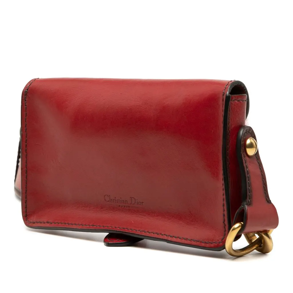 Dior Mini Leather D Bee Saddle Bag Red Leather Very good - Back View