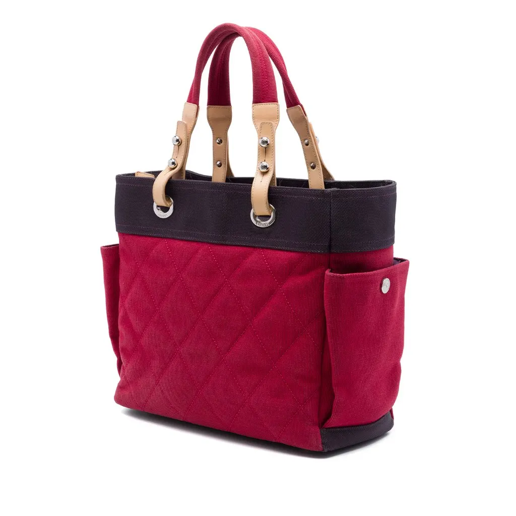 Chanel Large Quilted Canvas Paris Biarritz Tote Red Very good - Back View