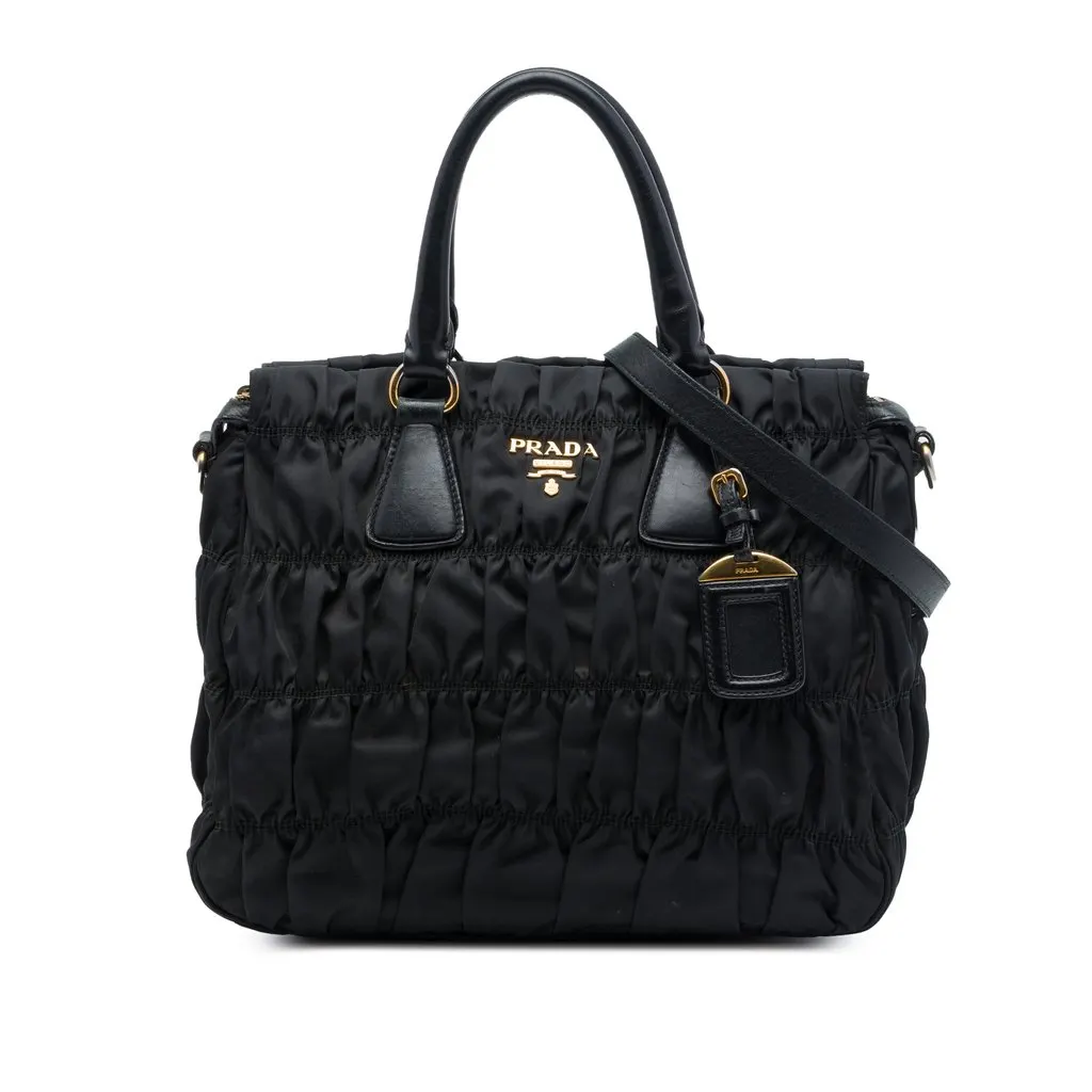 Prada Tessuto Gaufre Satchel Black Polyamide Good - Front View
