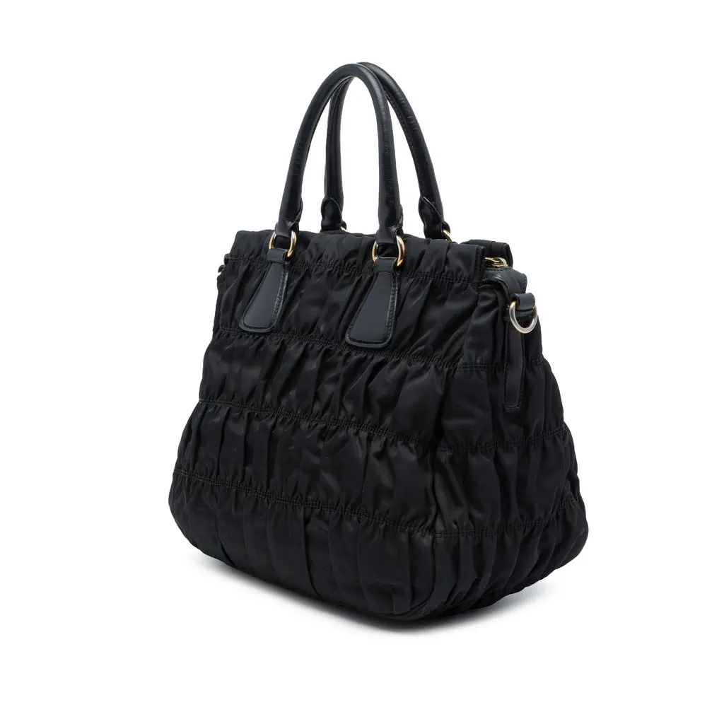 Prada Tessuto Gaufre Satchel Black Polyamide Good - Back View