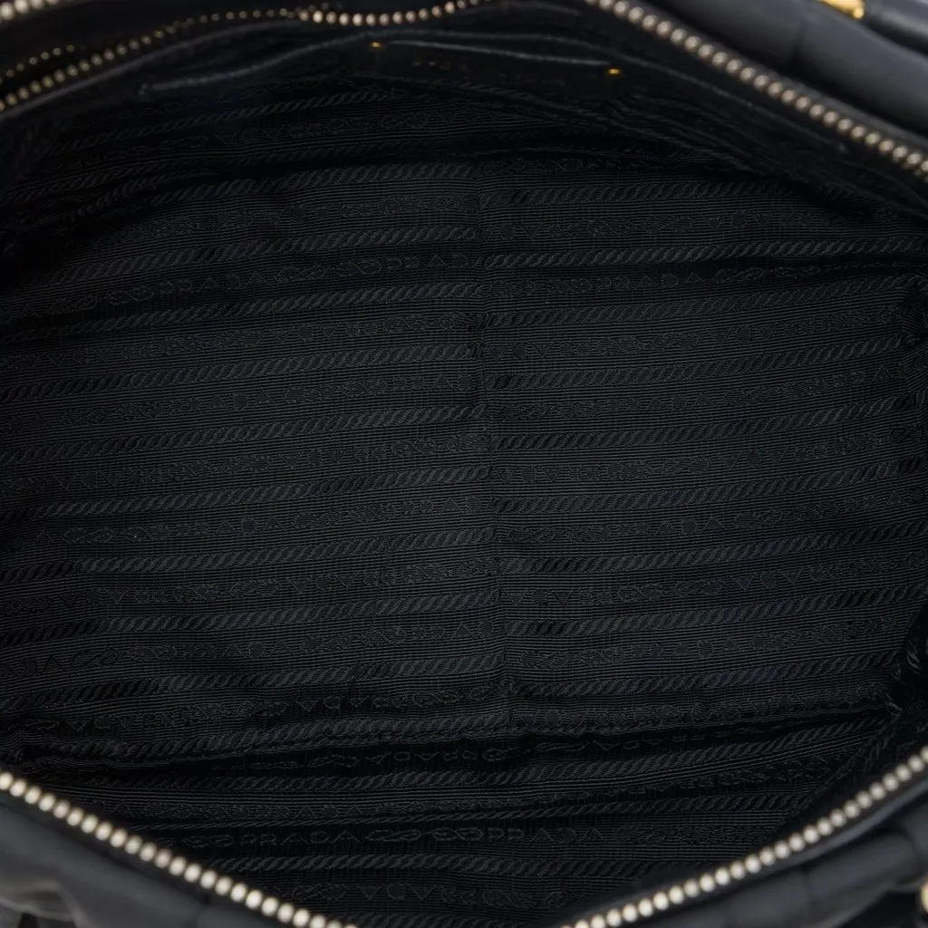 Prada Tessuto Gaufre Satchel Black Polyamide Good - Model View
