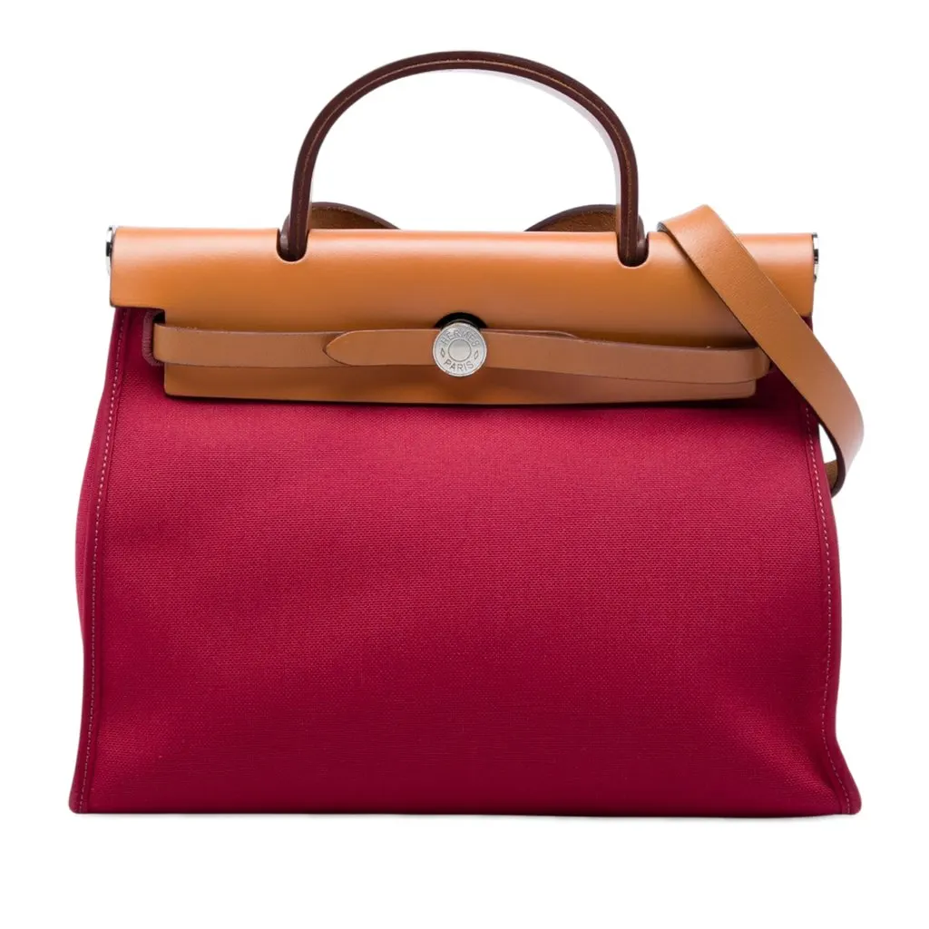 Hermès Toile Herbag Zip 31 Red Canvas Very good - Front View