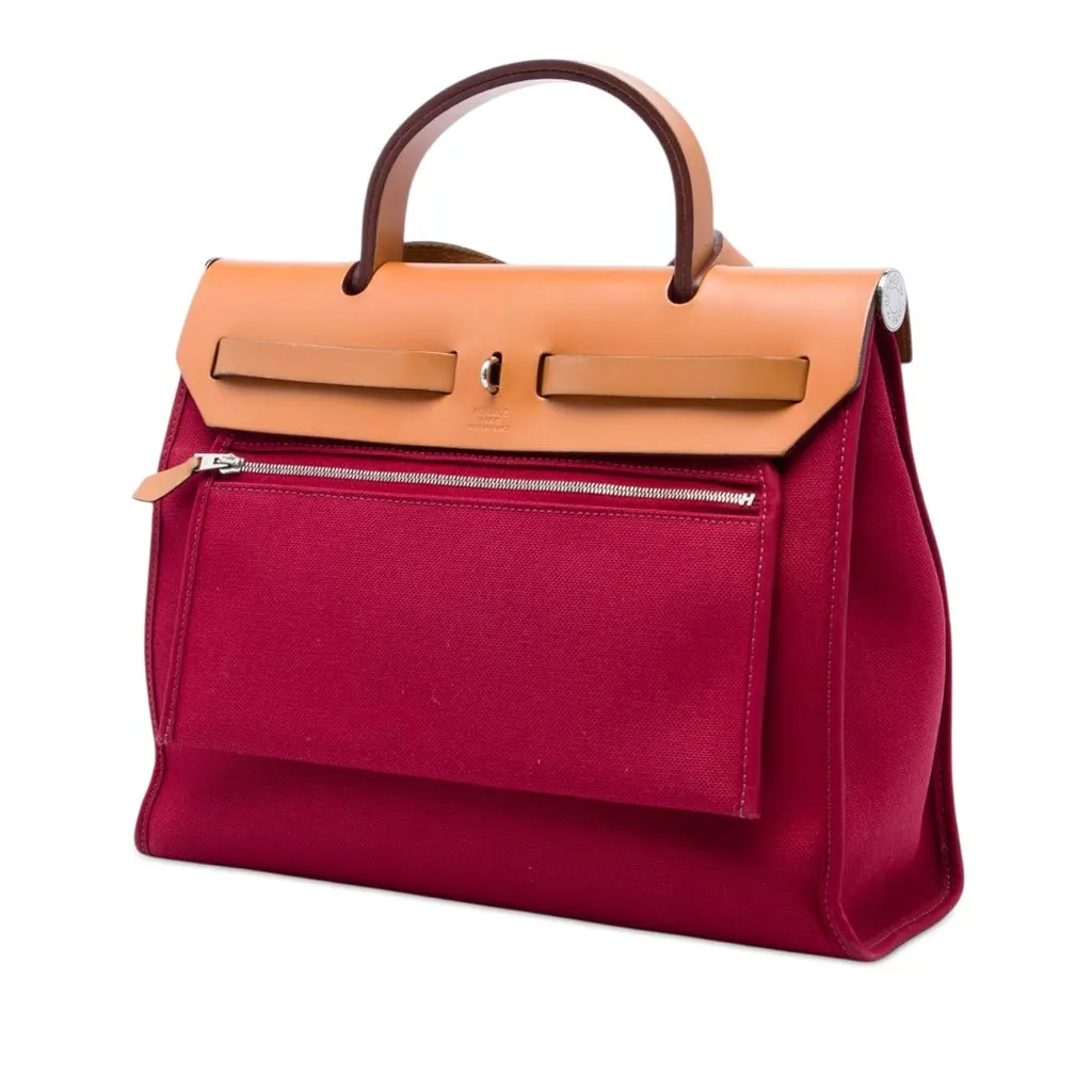 Hermès Toile Herbag Zip 31 Red Canvas Very good - Back View