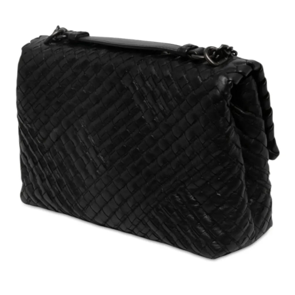 Bottega Veneta Small Nappa Intrecciato Boutis Olimpia Shoulder Bag Black Leather Very good - Back View