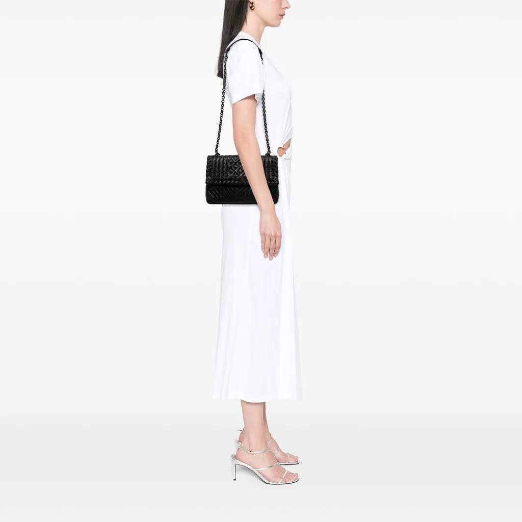 Bottega Veneta Small Nappa Intrecciato Boutis Olimpia Shoulder Bag Black Leather Very good - Box View