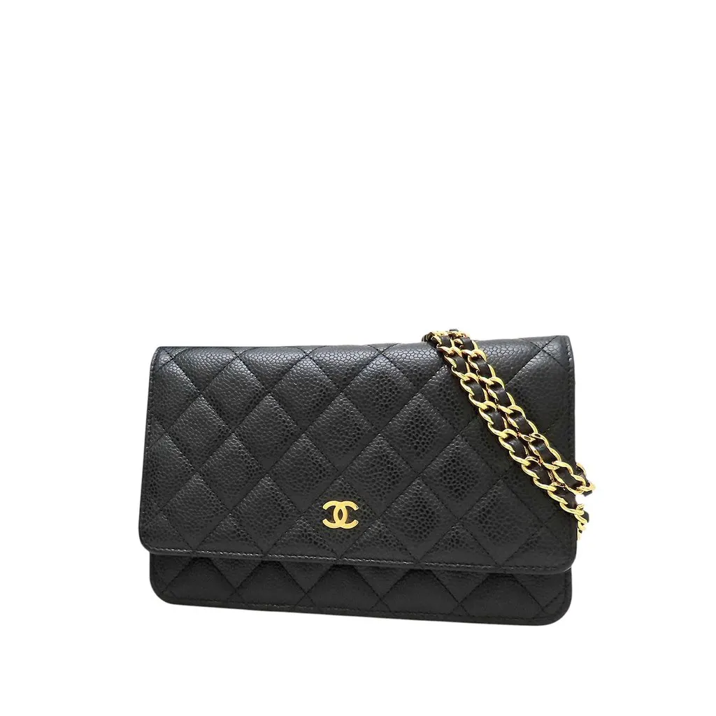 Chanel CC Quilted Caviar Wallet on Chain