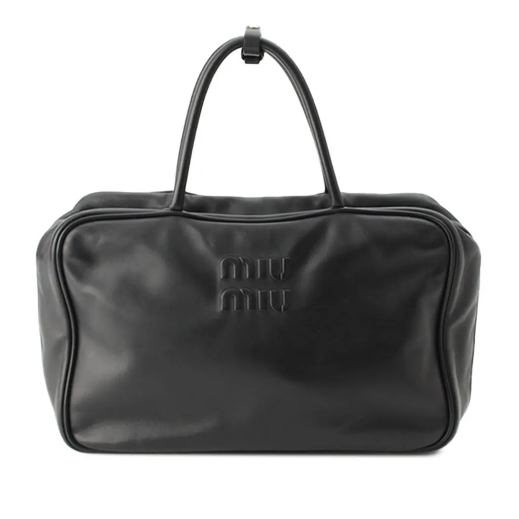 Miu Miu Large Soft Calf Softy Beau Top Handle Bag Black Leather Very good - Back View