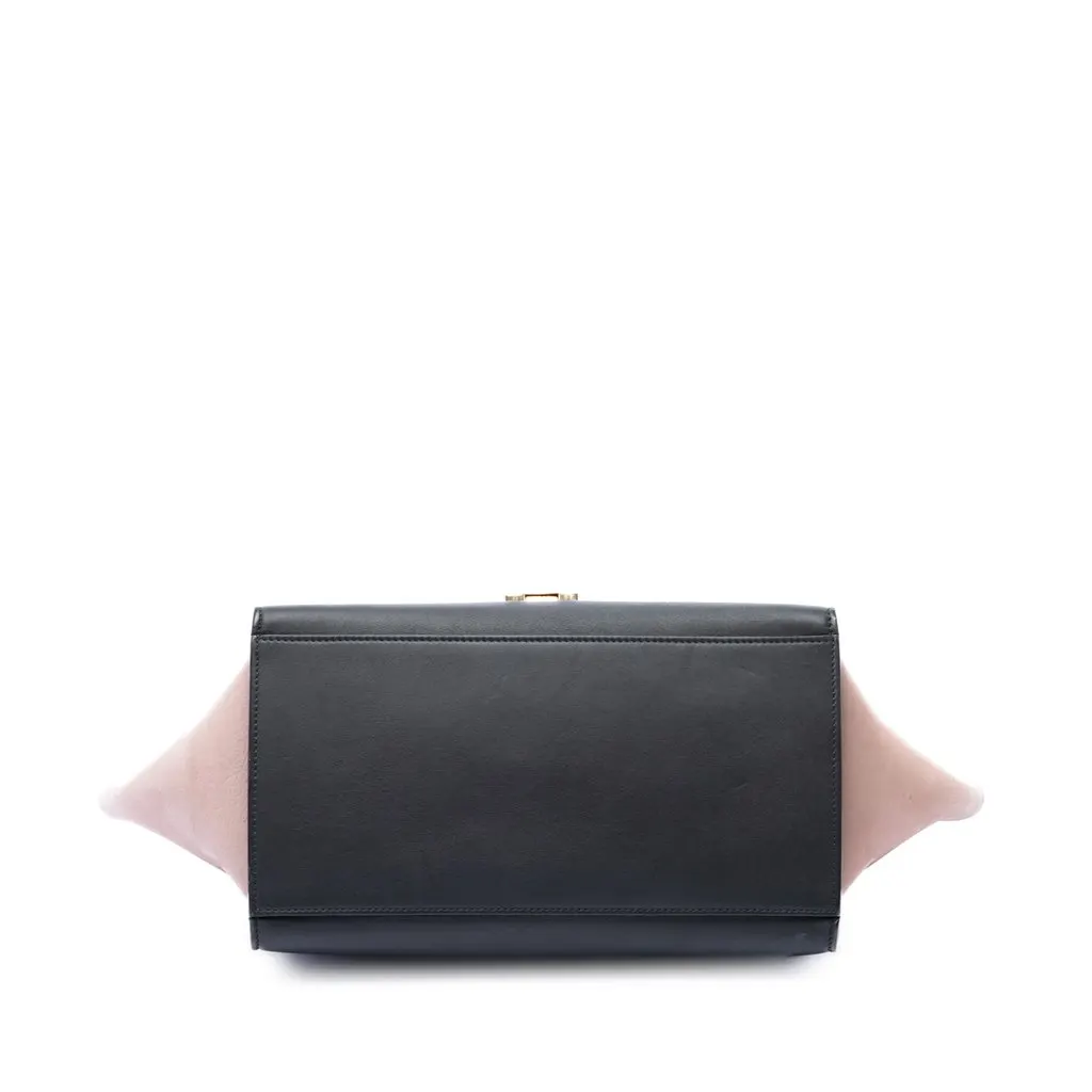 Celine Small Tricolor Leather Trapeze Satchel Black Leather Good - Inside View