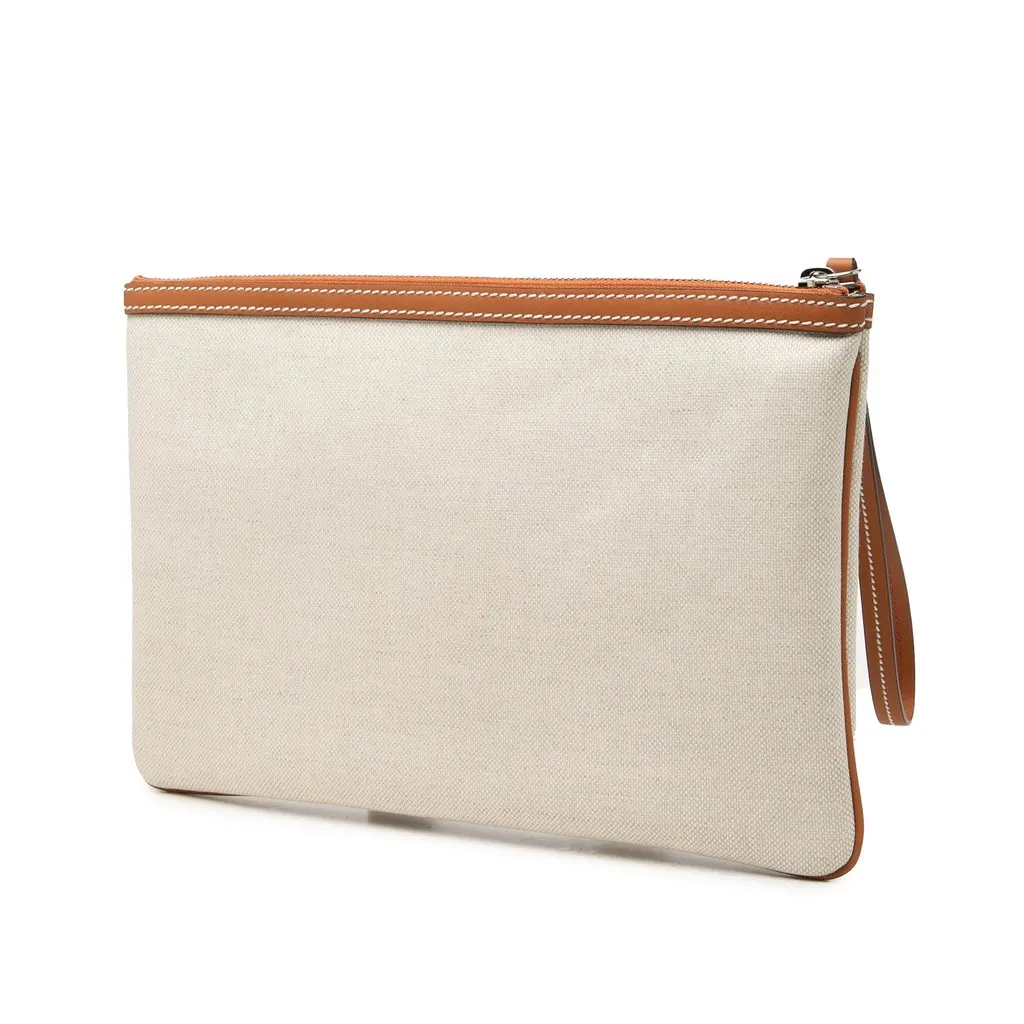 Gucci Canvas Logo Clutch Beige Canvas Very good - Back View