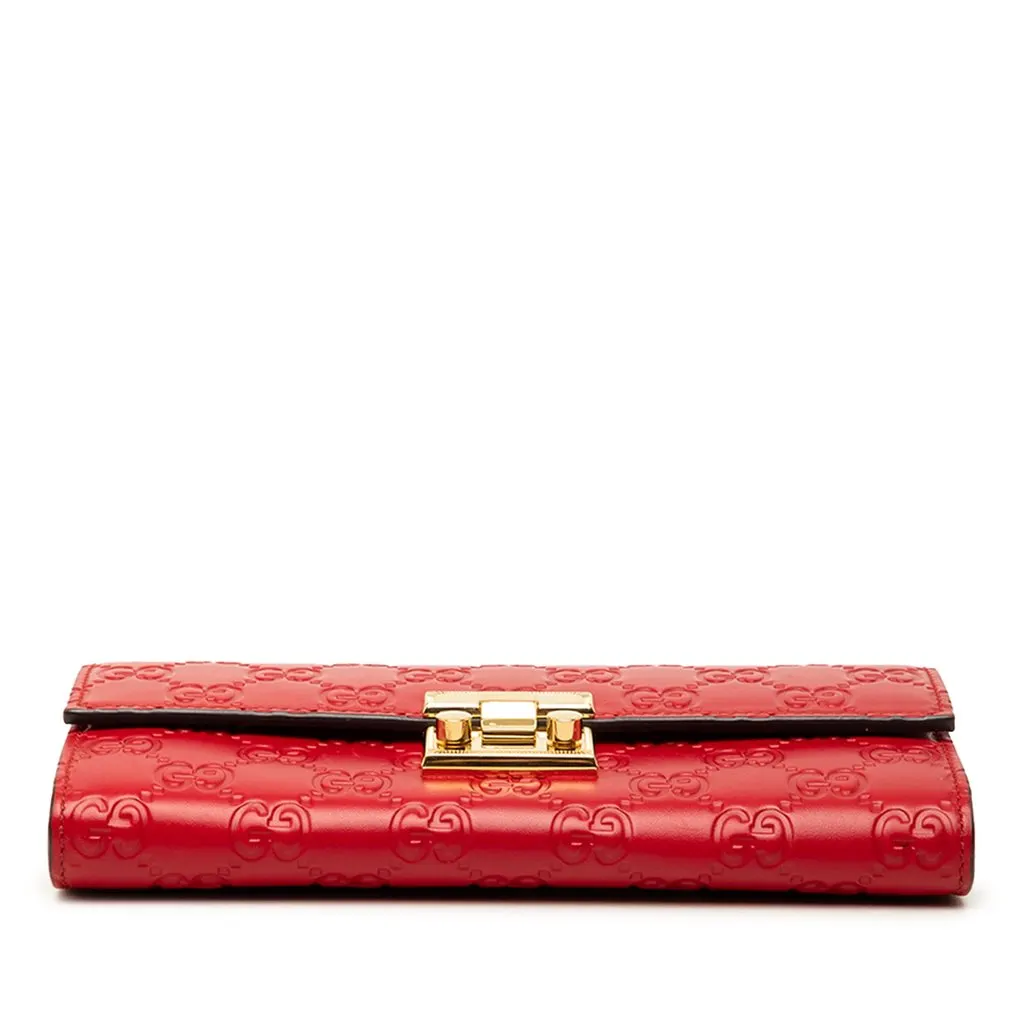 Gucci Guccissima Padlock Wallet On Chain Red Leather Good - Inside View