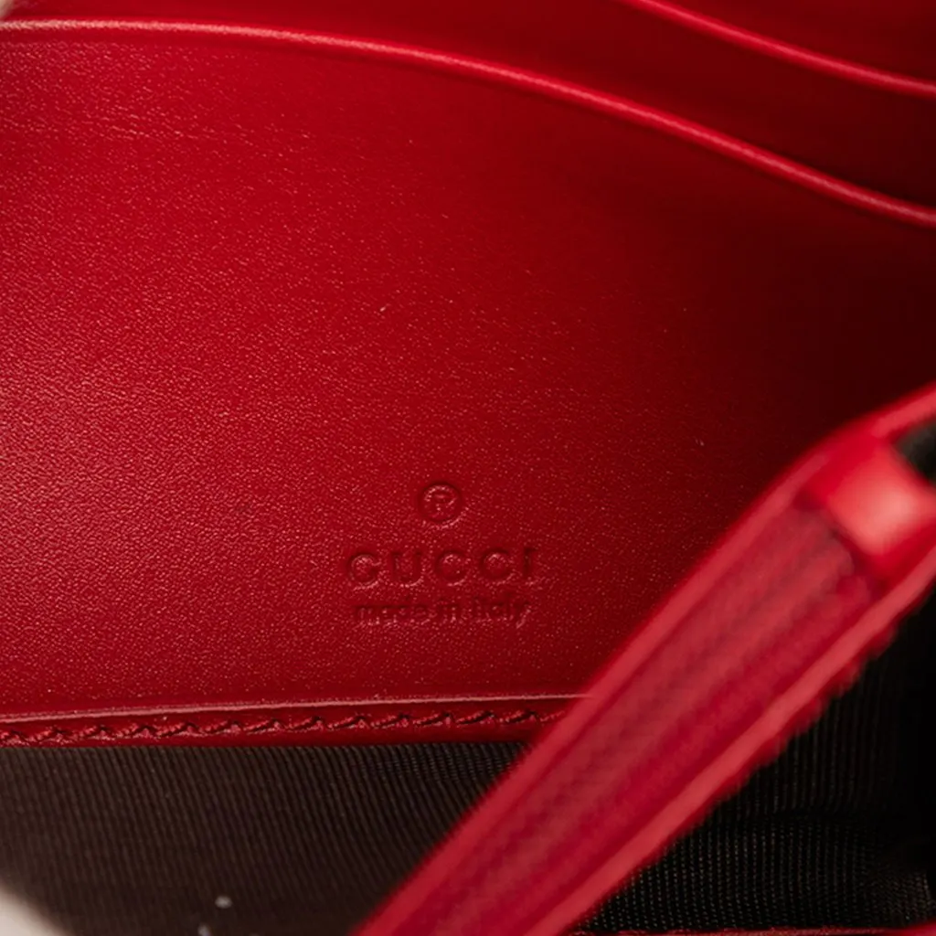 Gucci Guccissima Padlock Wallet On Chain Red Leather Good - Box View