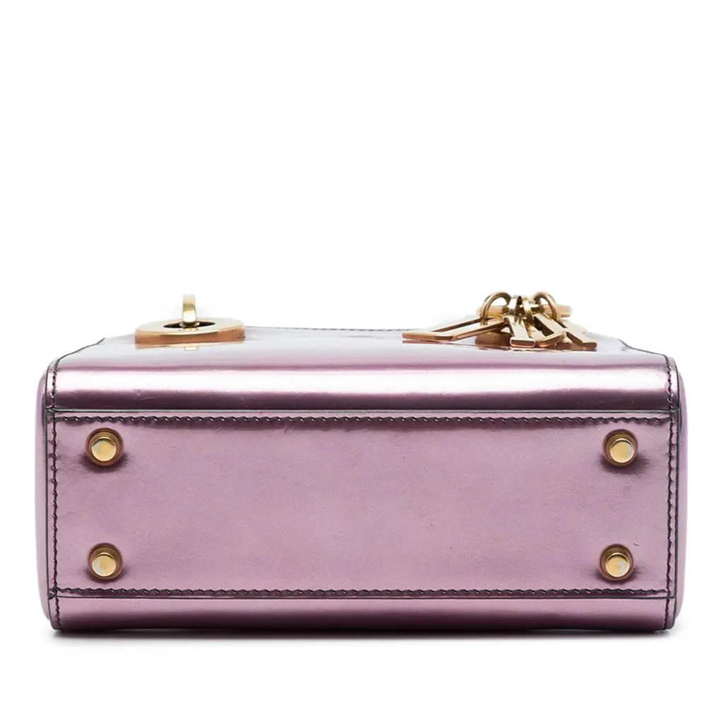 Dior Mini Metallic Patent Lady Dior Pink Leather Very good - Inside View