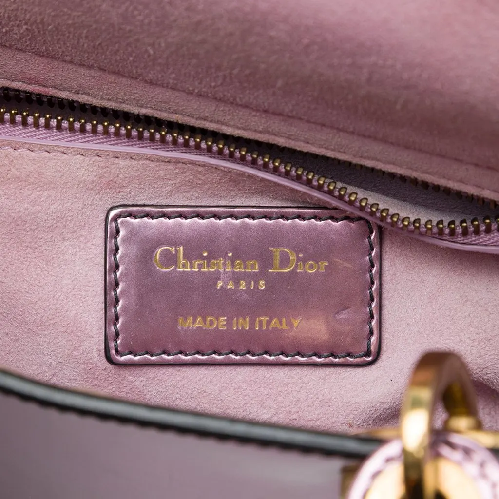 Dior Mini Metallic Patent Lady Dior Pink Leather Very good - Box View