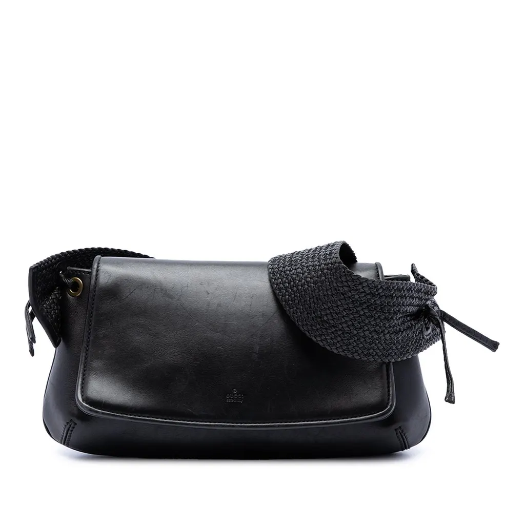 Gucci Calfskin Shoulder Bag Black Leather Very good - Front View
