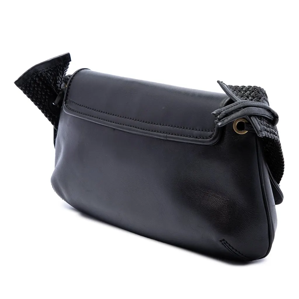 Gucci Calfskin Shoulder Bag Black Leather Very good - Back View