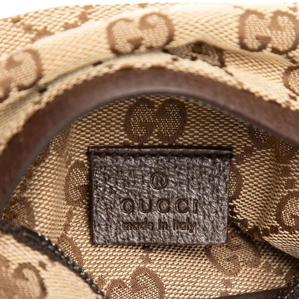 Gucci GG Canvas Double Pocket Belt Bag Beige Canvas Good - Box View