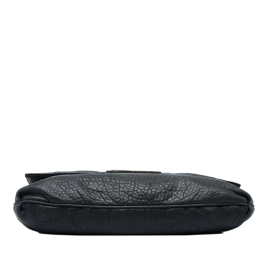 Fendi Large Crinkled Lambskin Mia Flap Crossbody Black Leather Very good - Inside View