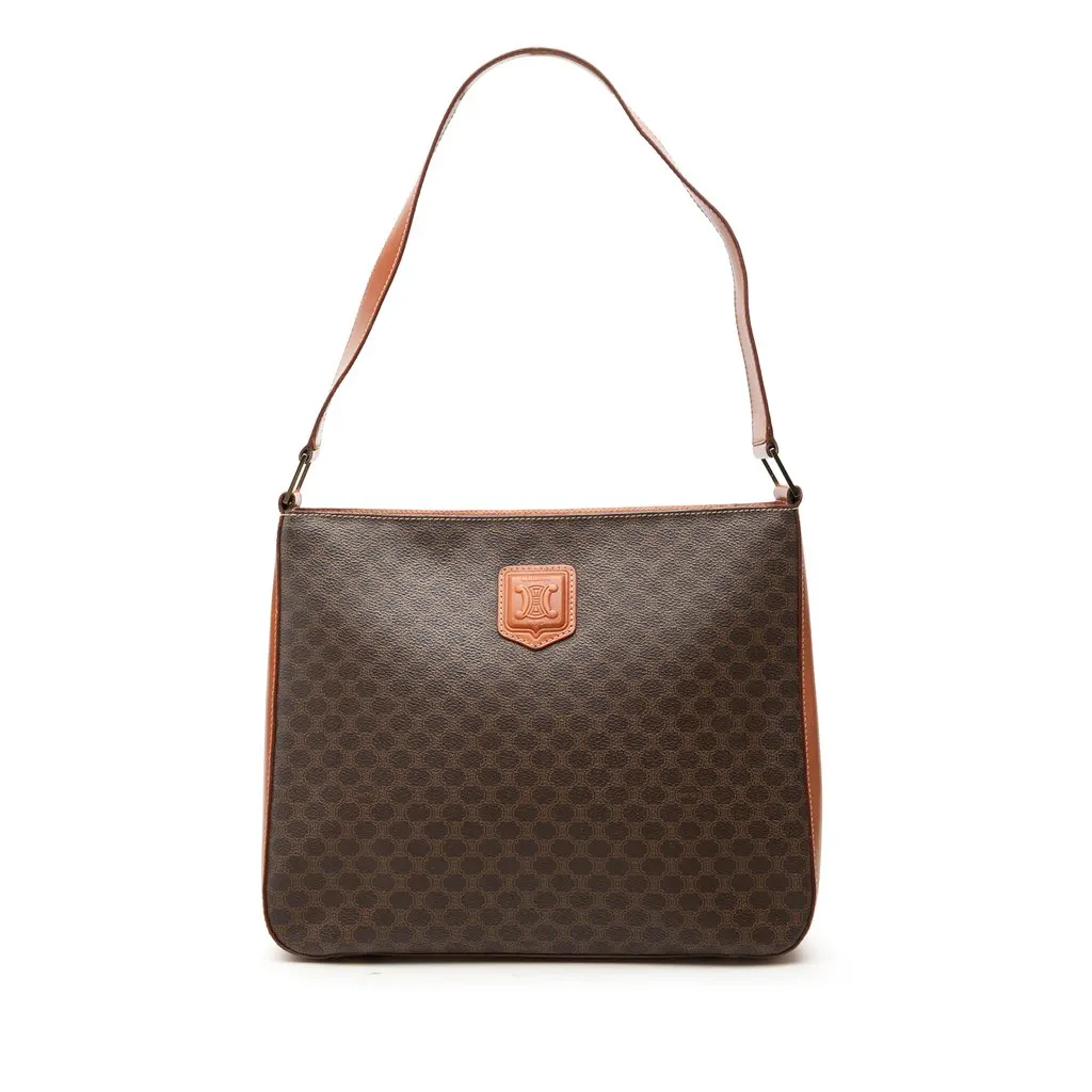 Celine Macadam Coated Canvas Shoulder Bag Brown Canvas Good - Front View