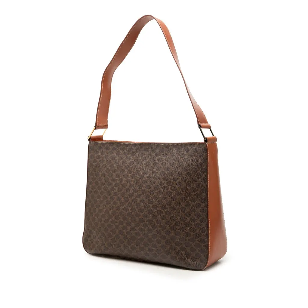 Celine Macadam Coated Canvas Shoulder Bag Brown Canvas Good - Back View
