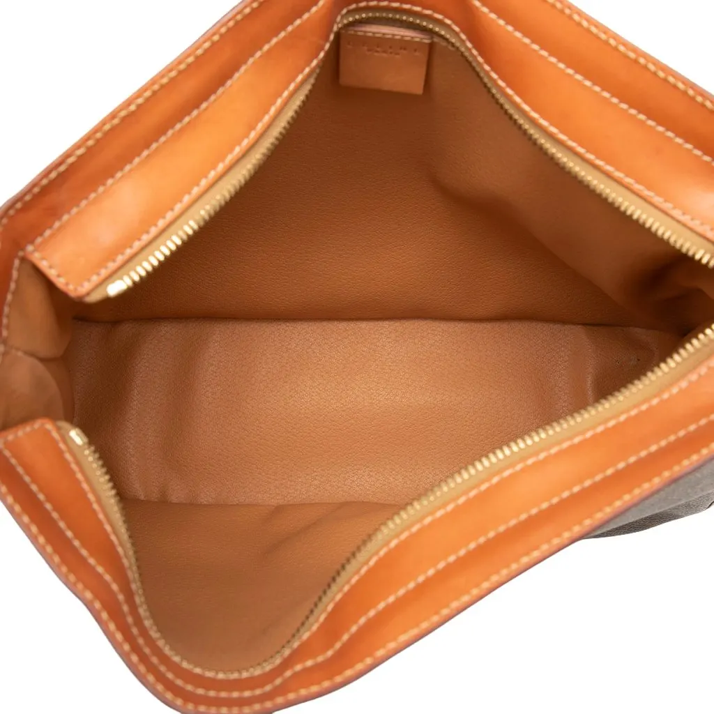 Celine Macadam Coated Canvas Shoulder Bag Brown Canvas Good - Model View