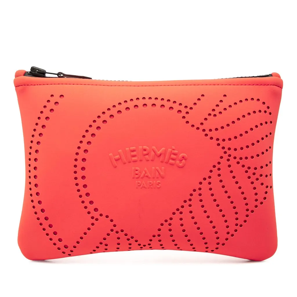 Hermès Small Perforated Nylon Neobain Canoe H Case Pink Polyester Very good - Front View