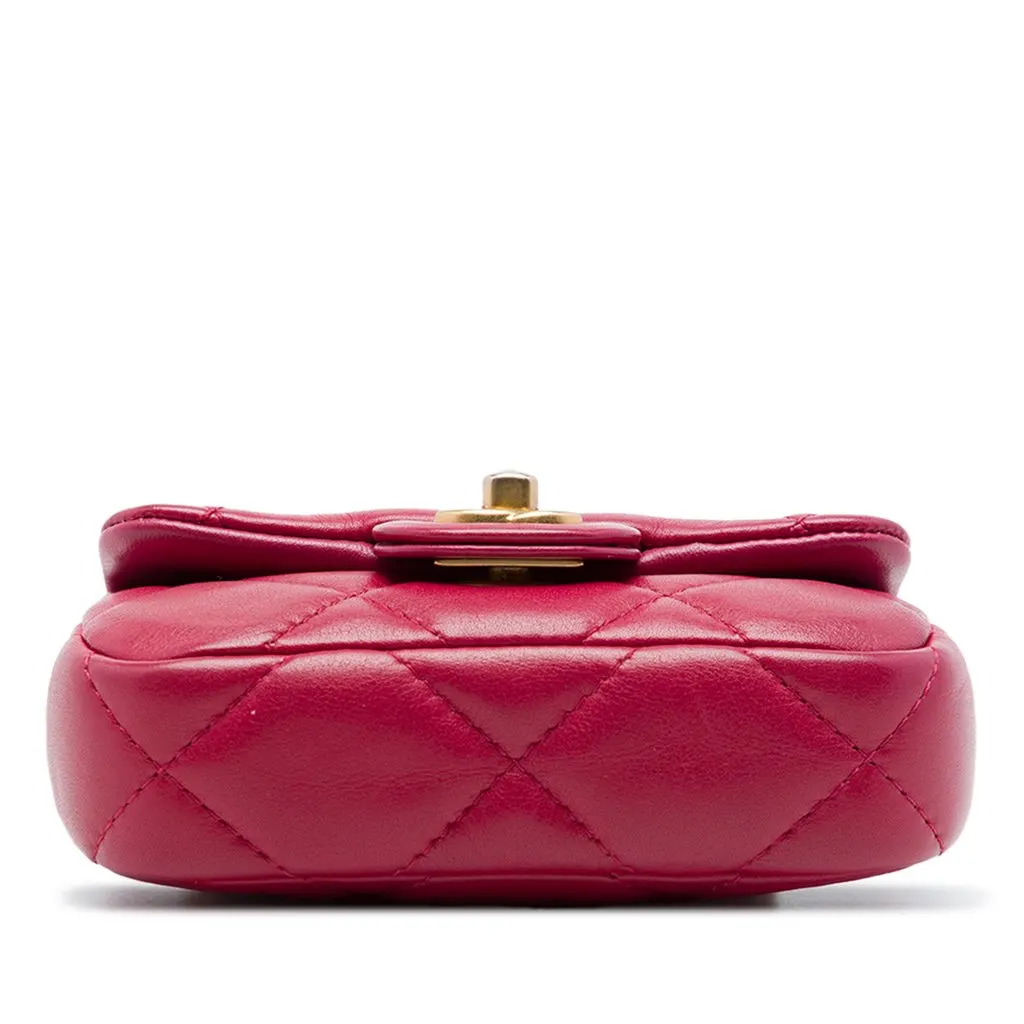 Chanel Quilted Calfskin Lady Card Holder with Chain Top Handle Bag Pink Leather Very good - Inside View