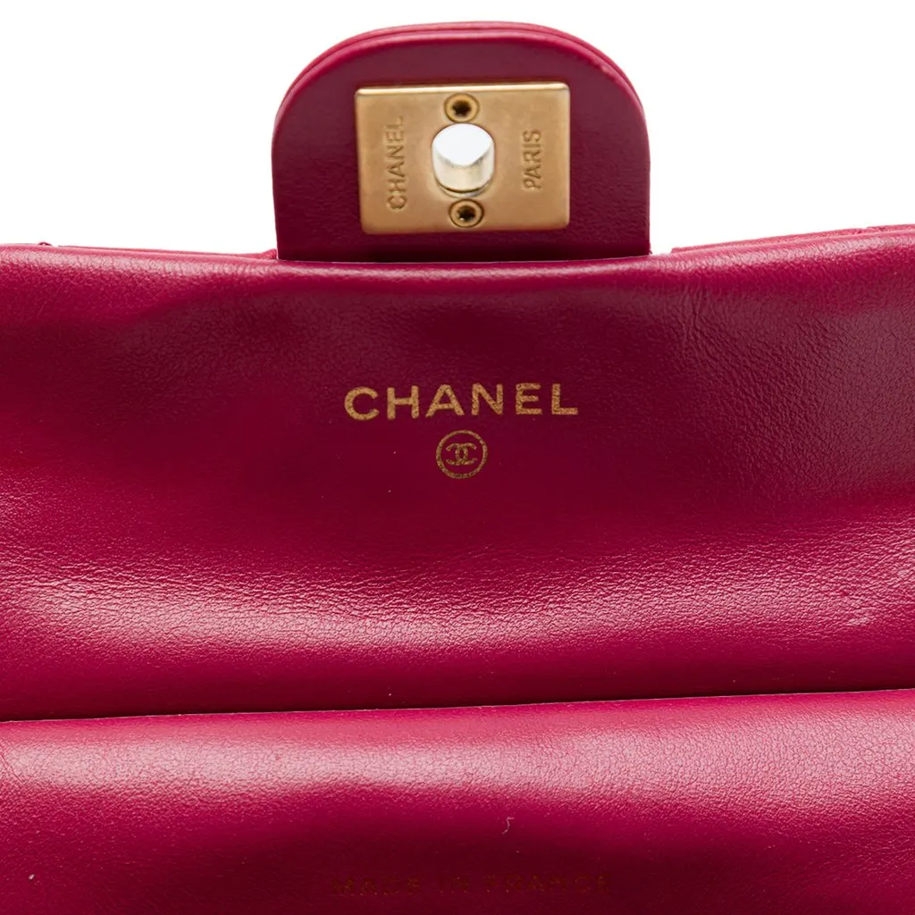 Chanel Quilted Calfskin Lady Card Holder with Chain Top Handle Bag Pink Leather Very good - Model View