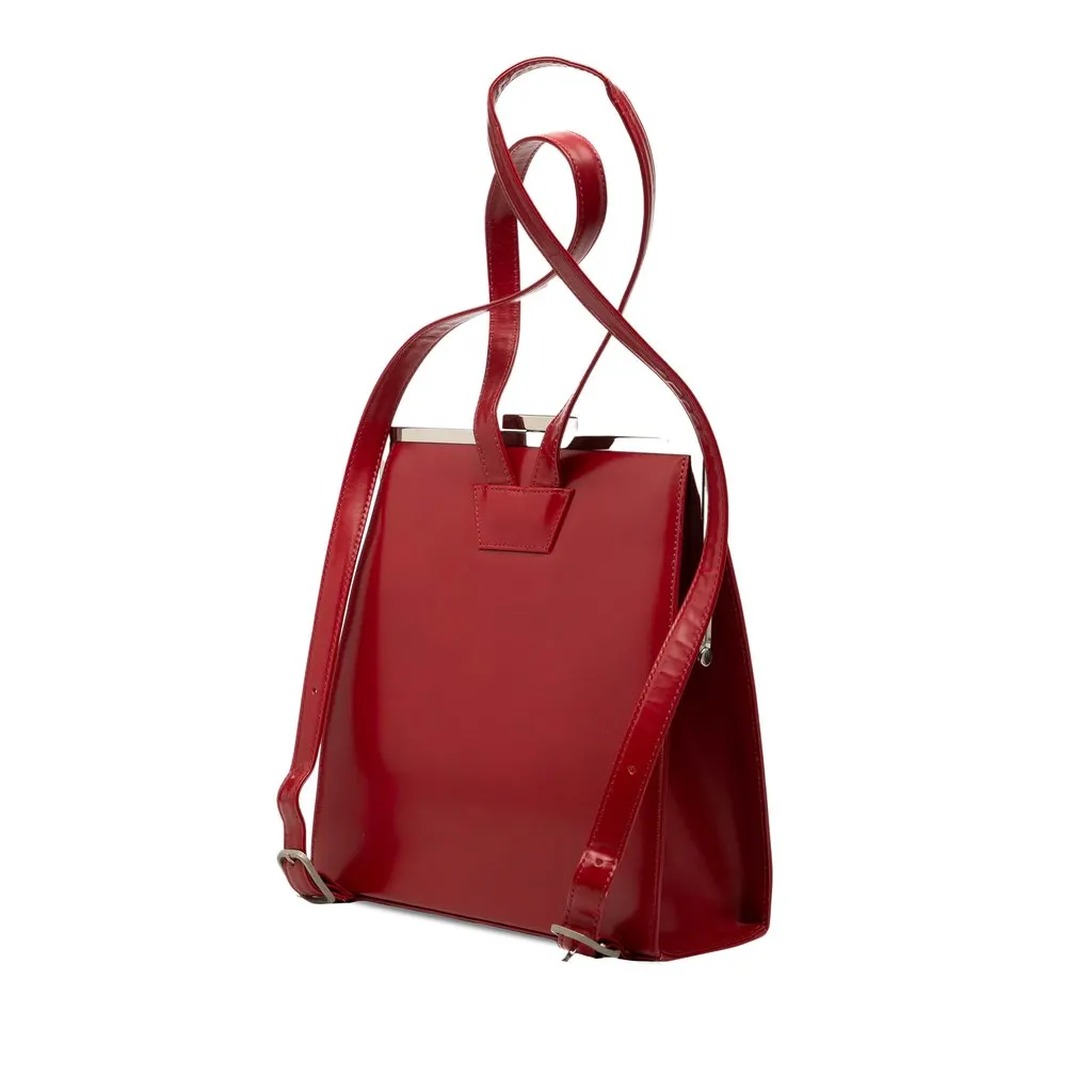 Saint Laurent Leather Frame Backpack Red Leather Very good - Back View