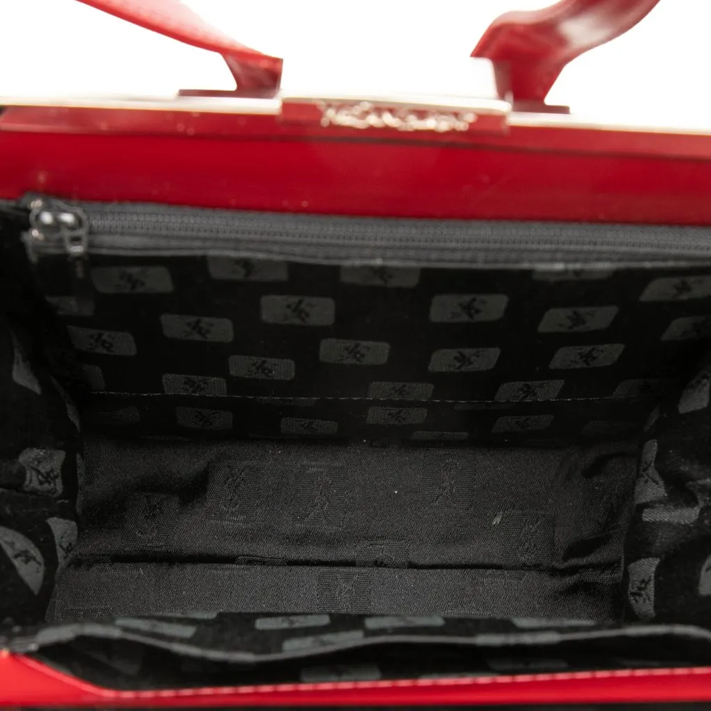 Saint Laurent Leather Frame Backpack Red Leather Very good - Model View