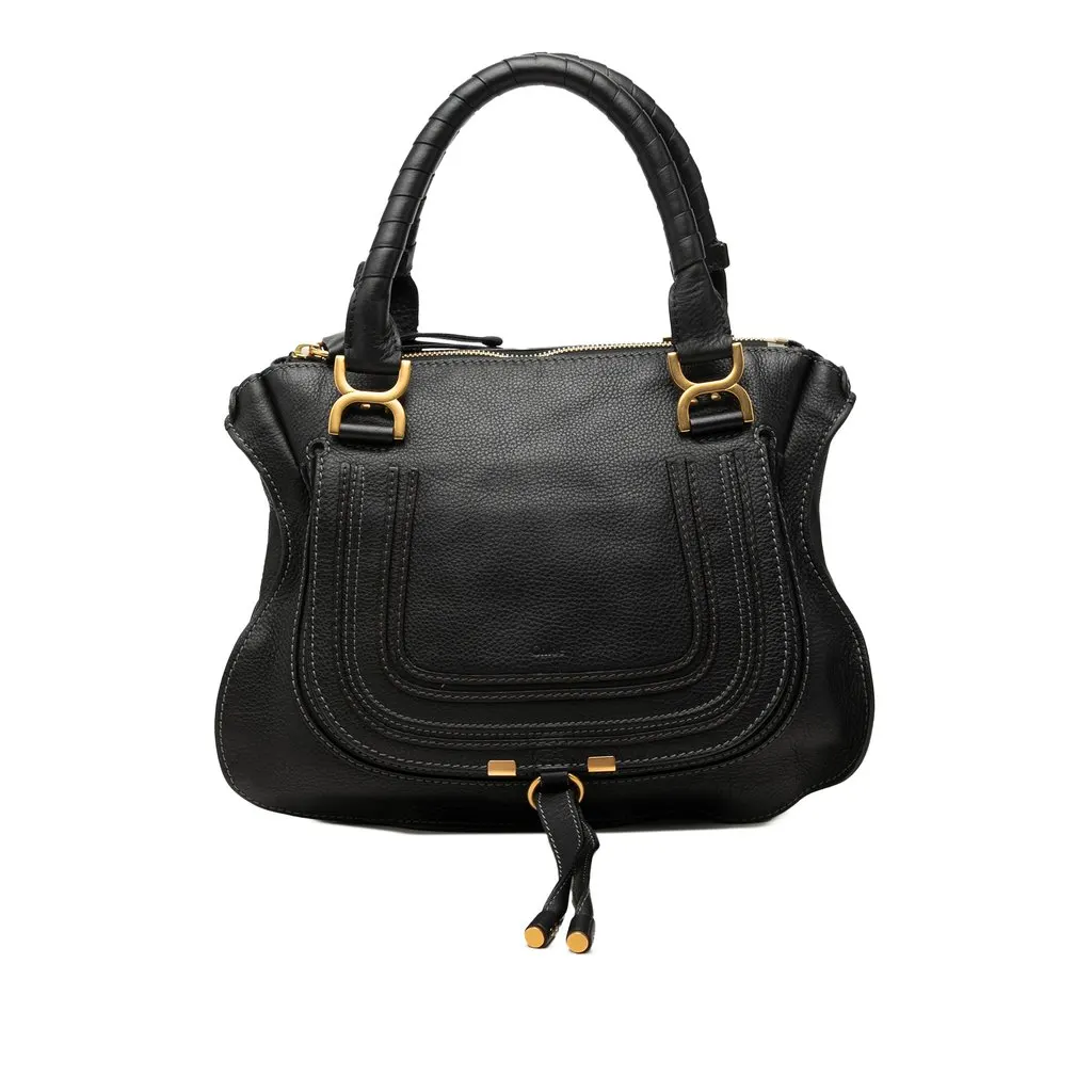 Chloé Medium Grained Leather Marcie Satchel Black Leather Very good - Front View