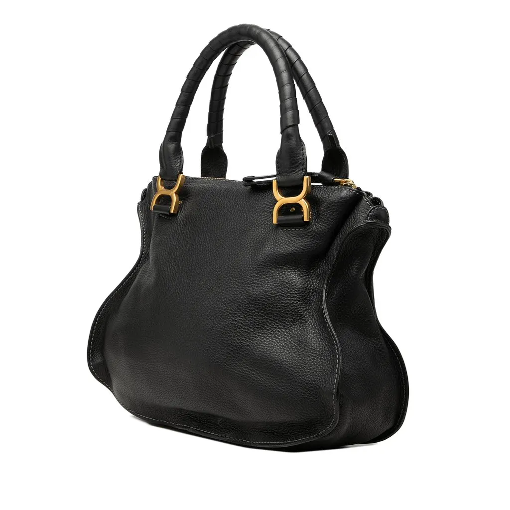 Chloé Medium Grained Leather Marcie Satchel Black Leather Very good - Back View