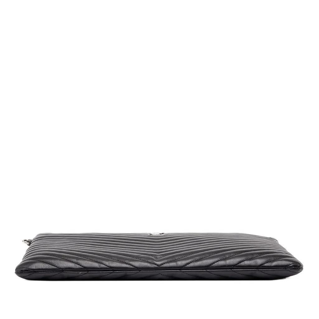 Saint Laurent Chevron Leather Monogram Document Holder Black Leather Good - Inside View