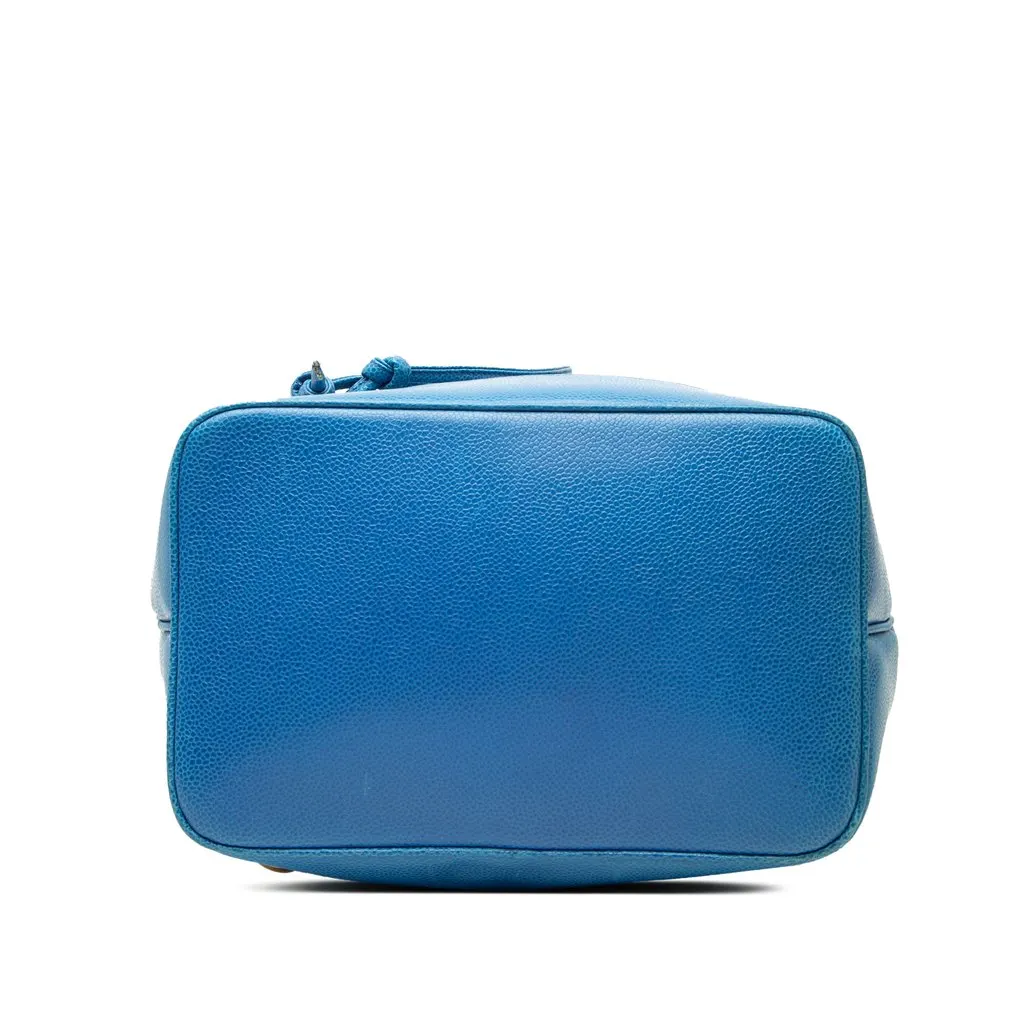 Chanel CC Caviar Drawstring Sling Bag Blue Leather Very good - Inside View