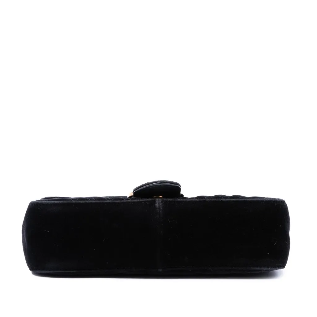 Gucci Medium GG Marmont Matelasse Velvet Shoulder Bag Black Velvet Very good - Inside View