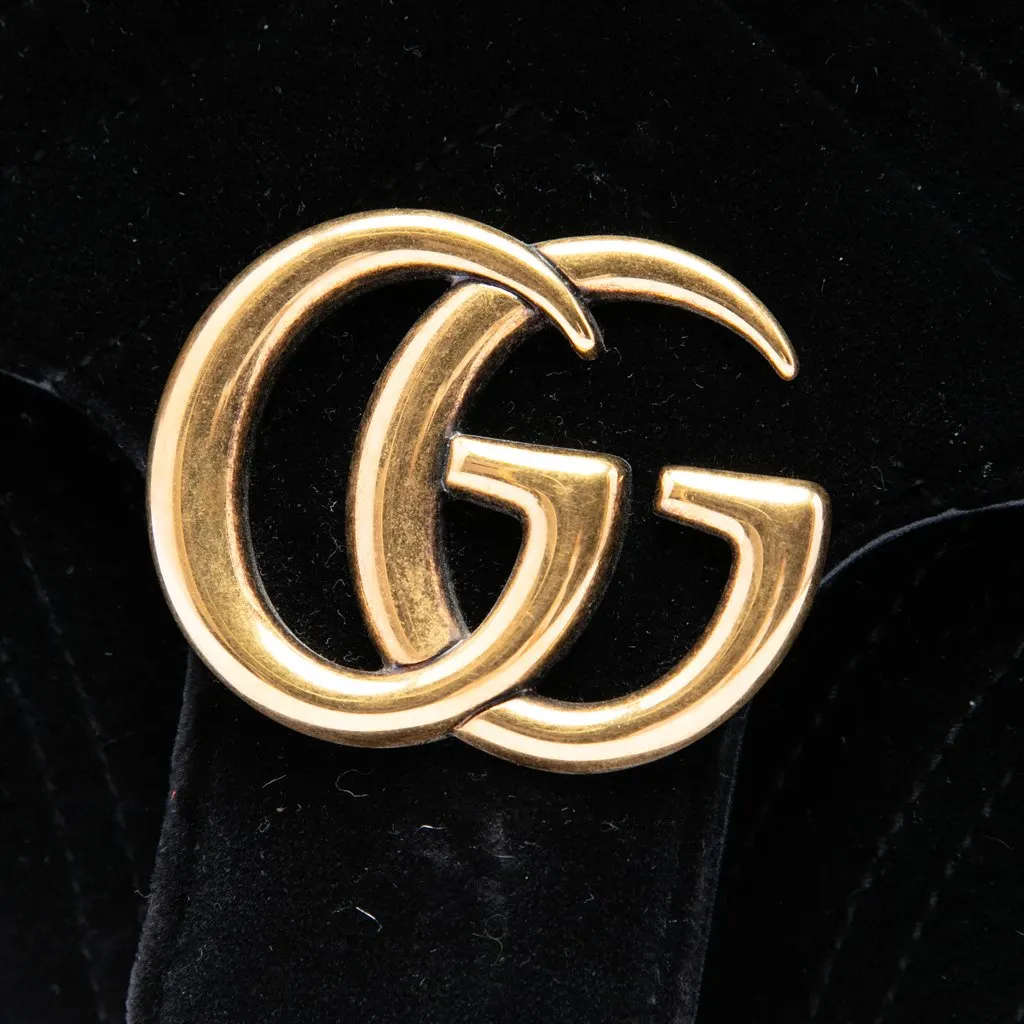 Gucci Medium GG Marmont Matelasse Velvet Shoulder Bag Black Velvet Very good - Box View