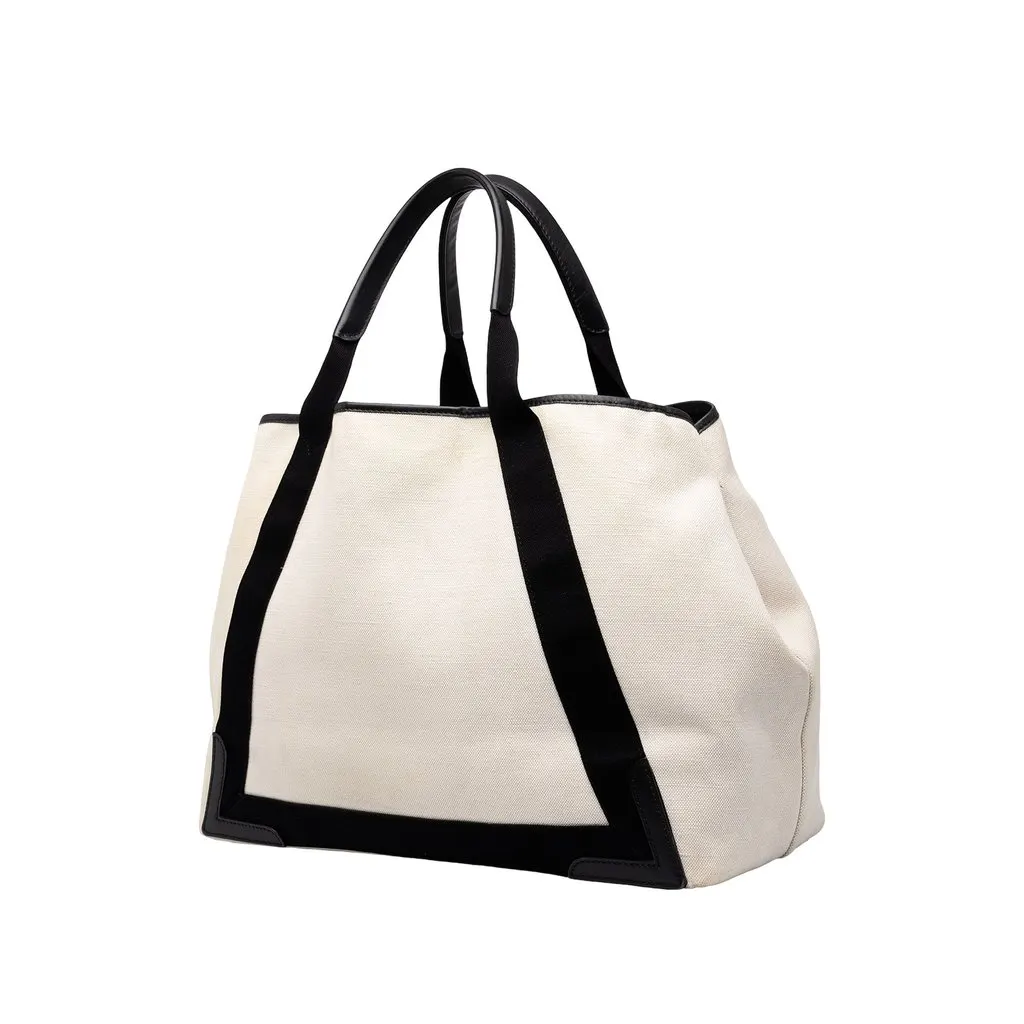 Balenciaga Canvas Navy Cabas Tote L White Canvas Good - Back View