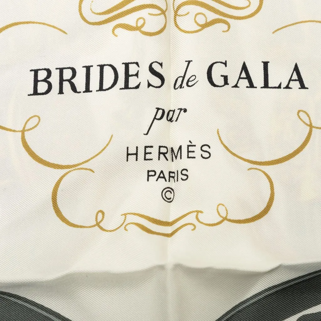 Hermès Brides de Gala Silk Scarf 90 White Silk Very good - Inside View