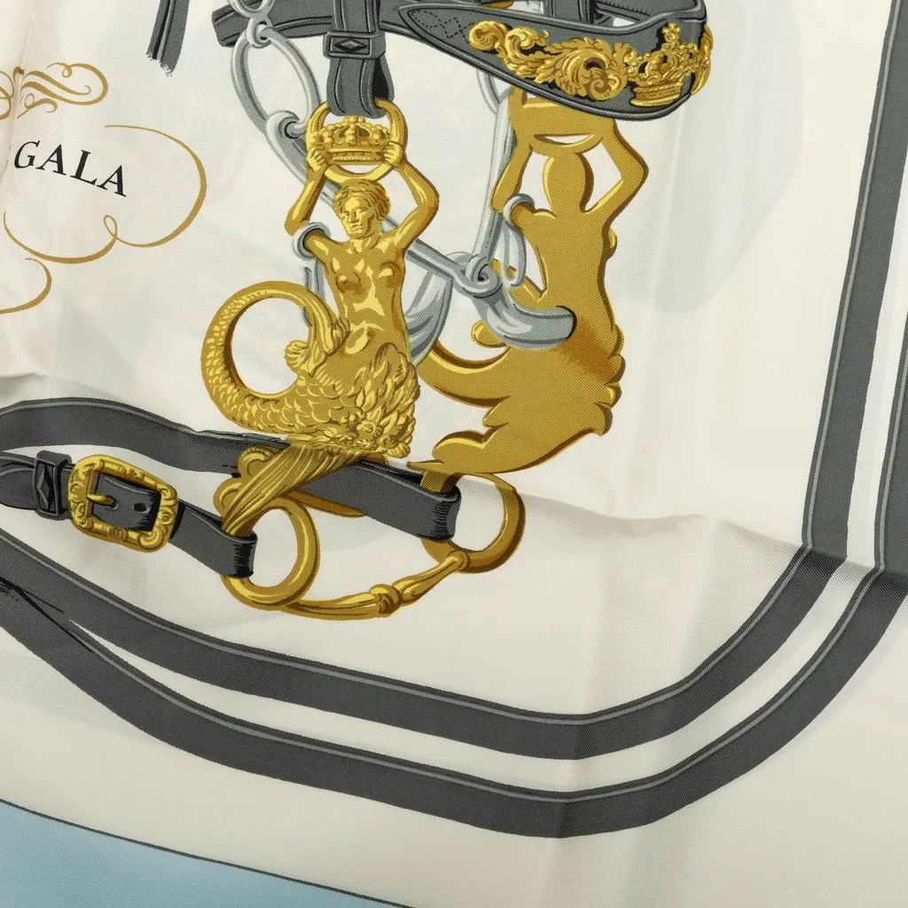 Hermès Brides de Gala Silk Scarf 90 White Silk Very good - Box View