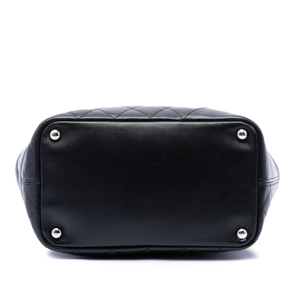 Chanel Medium Lambskin Cambon Ligne Tote Black Leather Good - Inside View