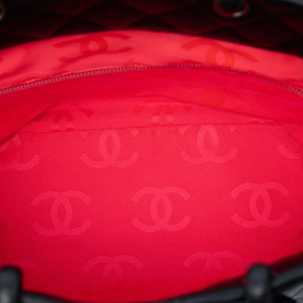 Chanel Medium Lambskin Cambon Ligne Tote Black Leather Good - Model View