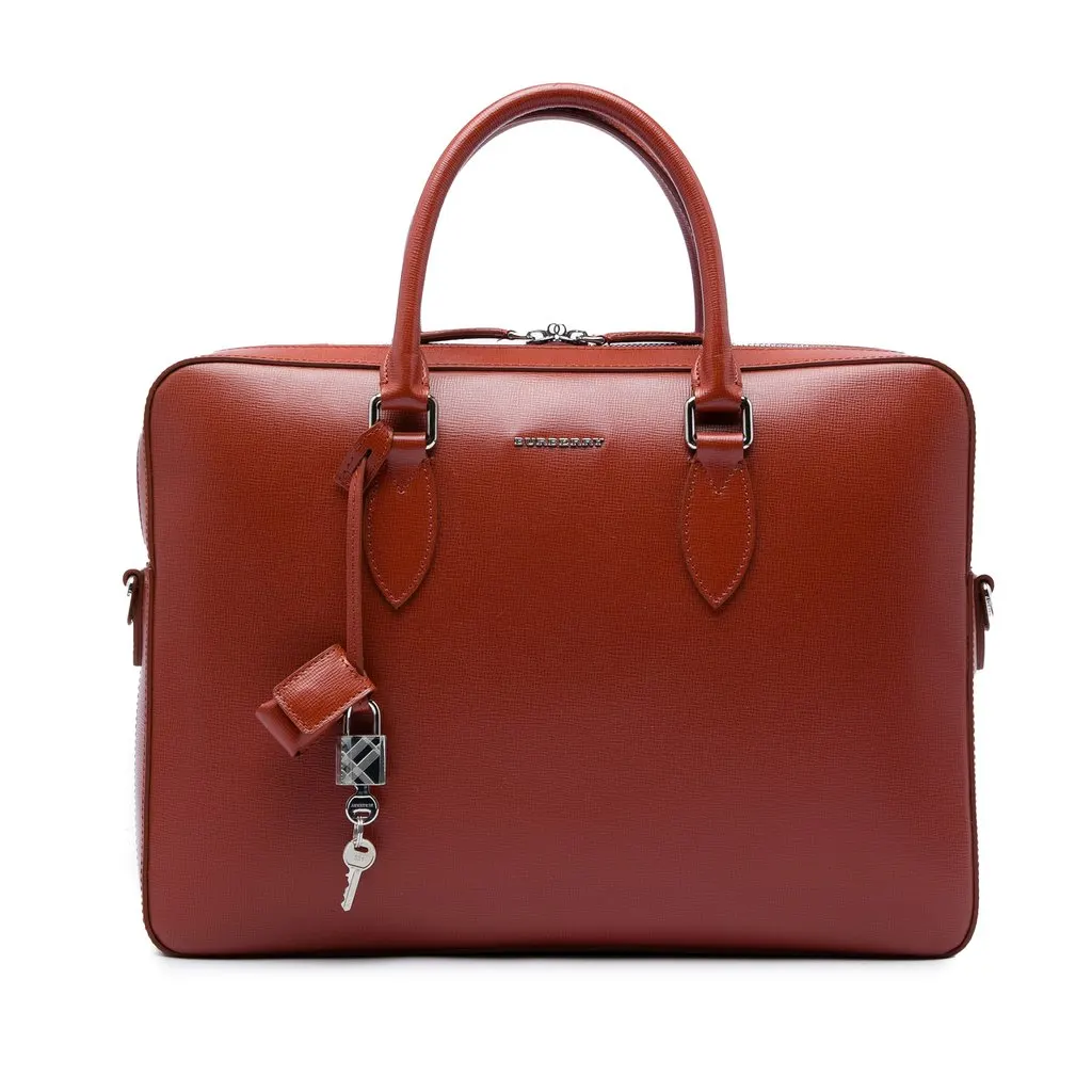 Burberry Leather Barrow Business Bag Brown Leather Very good - Front View