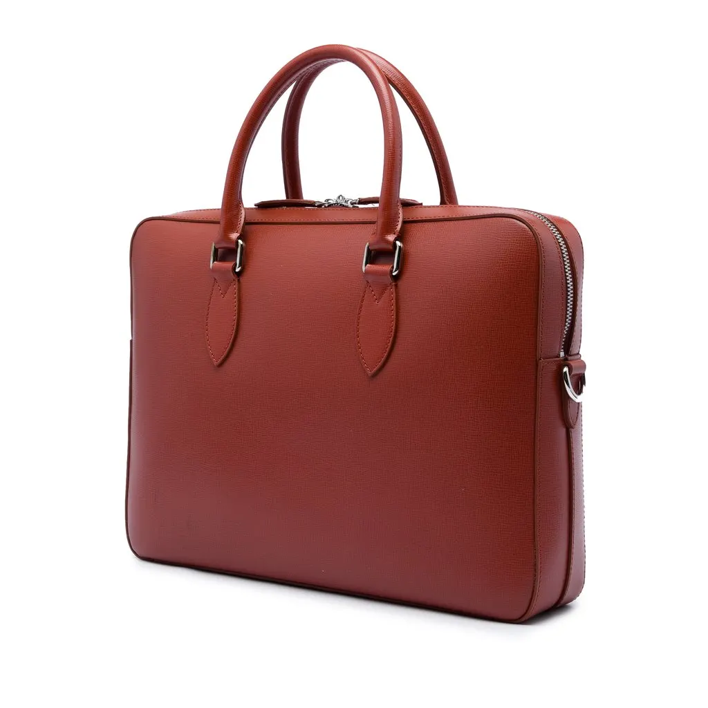 Burberry Leather Barrow Business Bag Brown Leather Very good - Back View