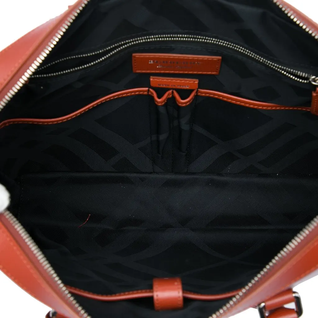 Burberry Leather Barrow Business Bag Brown Leather Very good - Model View